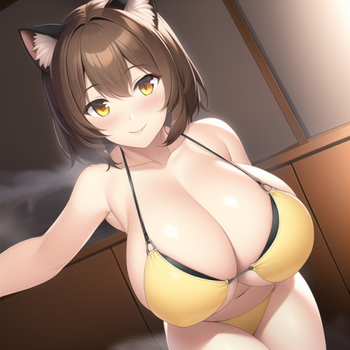 everybodylovestitties: Hi! My name is Mai. I didn’t always wear cat ears and little bikinis like this. Heck, I never even had boobs bigger than a B cup before last year. But things changed a lot after I moved out to the country to take care of my