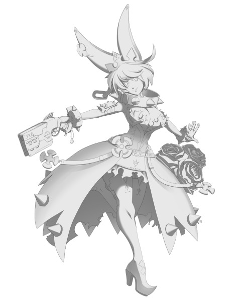 Here’s a drawing of Elphelt I was making for my wife’s arcade...