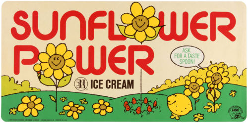 thegroovyarchives:1979/1980 Baskin-Robbins “Sunflower Power” Ice Cream Display Sign(via: Hakes)