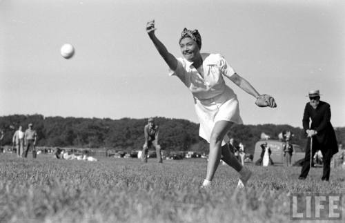 Softball? Retro Baseball? Not sure about that umpire with the cane.(Eric Schaal. 1941)