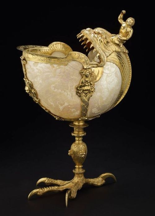 hennethgalad: anthropologyarda: treasures-and-beauty: Standing cup made of nautilus shell mounted in
