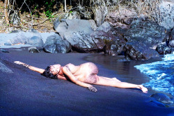 nudepageant:  Nude in repose  Beach yoga