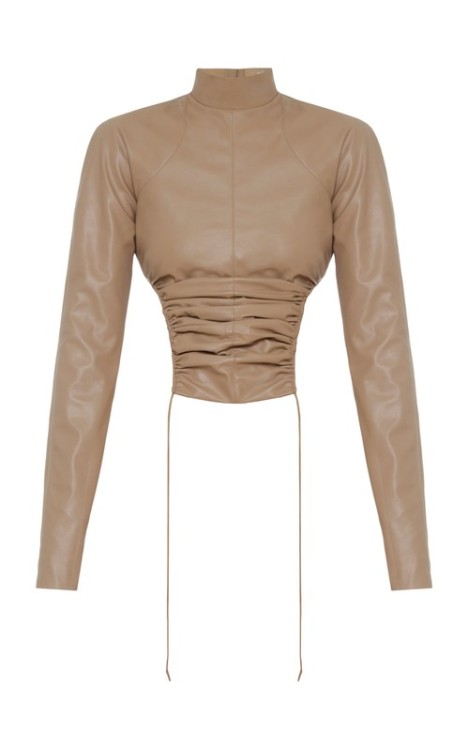 o-journal:Ruched Faux Leather Top by Aleksandre Akhalkatsishvili, $460