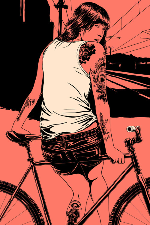 tonightwedrinktomorrowweride:  Velo Girls by Artist Adams Carvalho . http://ffffixas.tumblr.com/