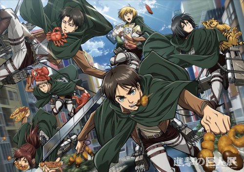 Group promotional images for previous Shingeki no Kyojin exhibitions! The images were also featured on exhibition merchandise such as posters and clear files!From top to bottom, the three images promoted WALL TOKYO, WALL OITA, and WALL OSAKA respectively