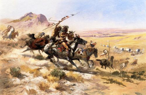 Attack on a Wagon Train, 1902, Charles M. Russell