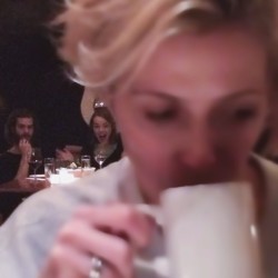 stunningpicture:  My friend tried to secretly snap a pic Emma Stone and Andrew Garfield eating dinner - here’s the result. 