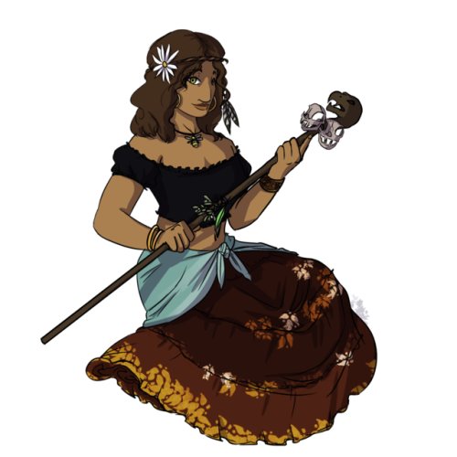 Continuing our DnD group’s high school AU with our druid, Nefertari, as a cute boho hippie girl!