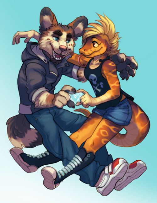 Cute couple commission for @jawzdawg of characters Vanessa &amp; Nuka!