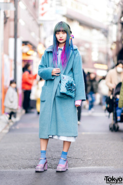 Tokyo-Fashion:  Colorful Japanese Crepe Shop Staffer Emiry On The Street In Harajuku