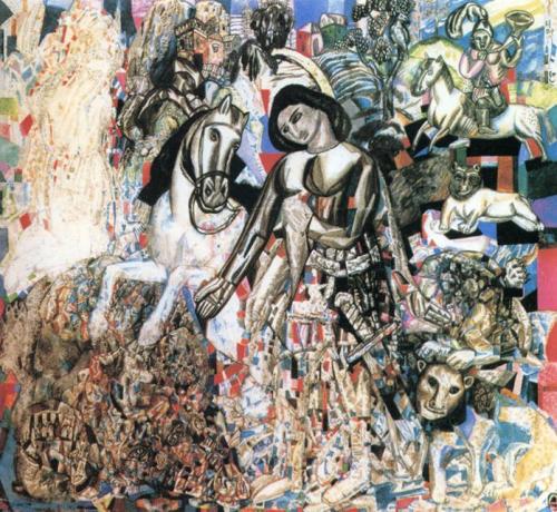 Untitled (St. George the Victorious), 1915, Pavel FilonovMedium: brush,gouache,indianink,pen,waterco
