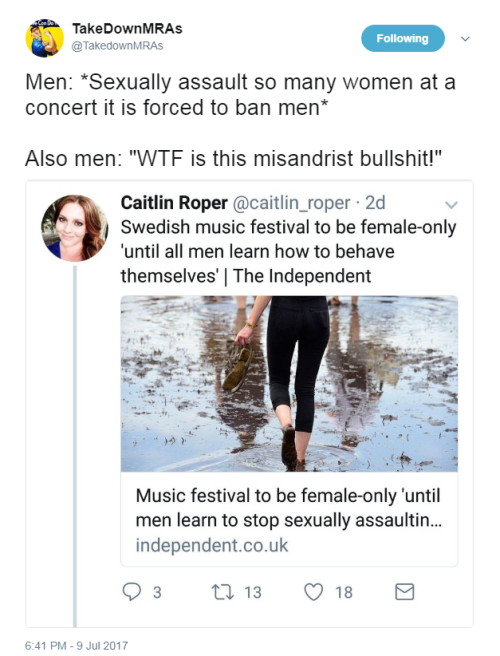 cumbler-tumbler:moodyvegan:profeminist:SourceSwedish music festival to be female-only ‘until all men