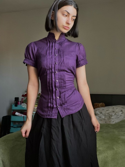 90s Dark Coquette Blouse