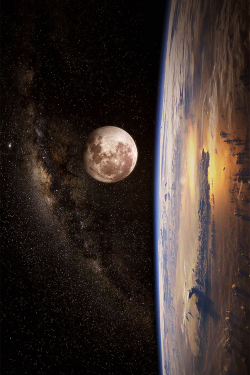 lori-rocks:Milky Way, The Moon, and Earth