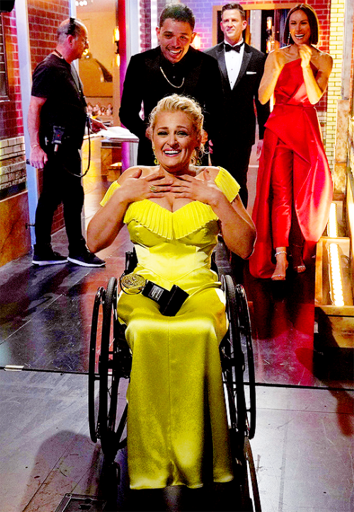 Ali Stroker celebrates her win for Best Featured Actress in a Musical during the 73rd Annual Tony Aw