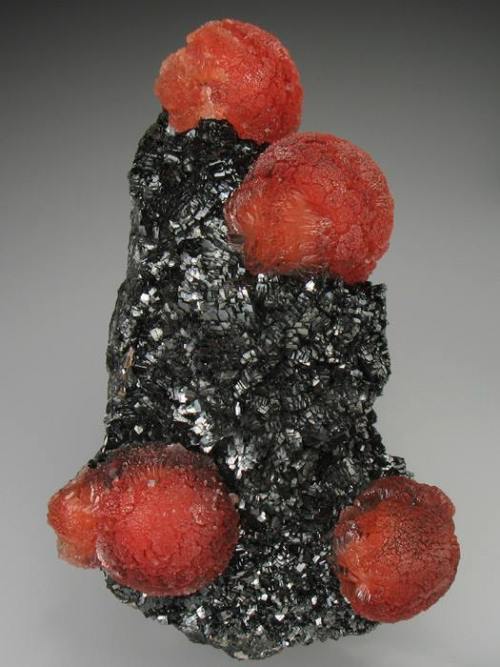 Rasberry rhodochrositeThe beautiful red-orange manganese carbonate mineral (see http://tinyurl.com/m