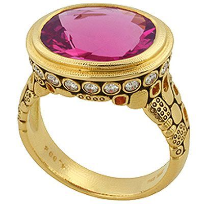 Bellasecretgarden — (via 18K gold ring with diamonds and pink...