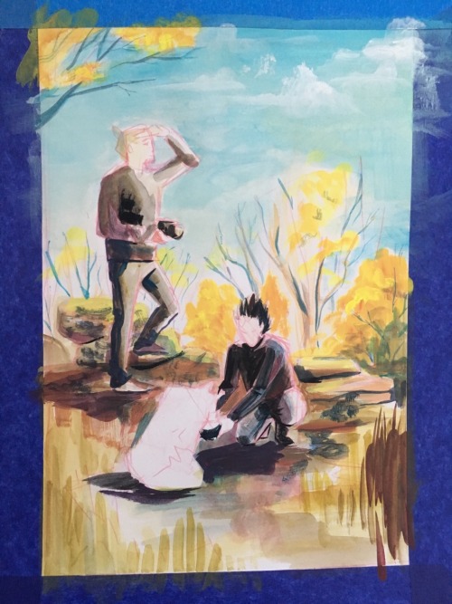 The process pics I remembered to take for this painting. finished painting minus the tape here!