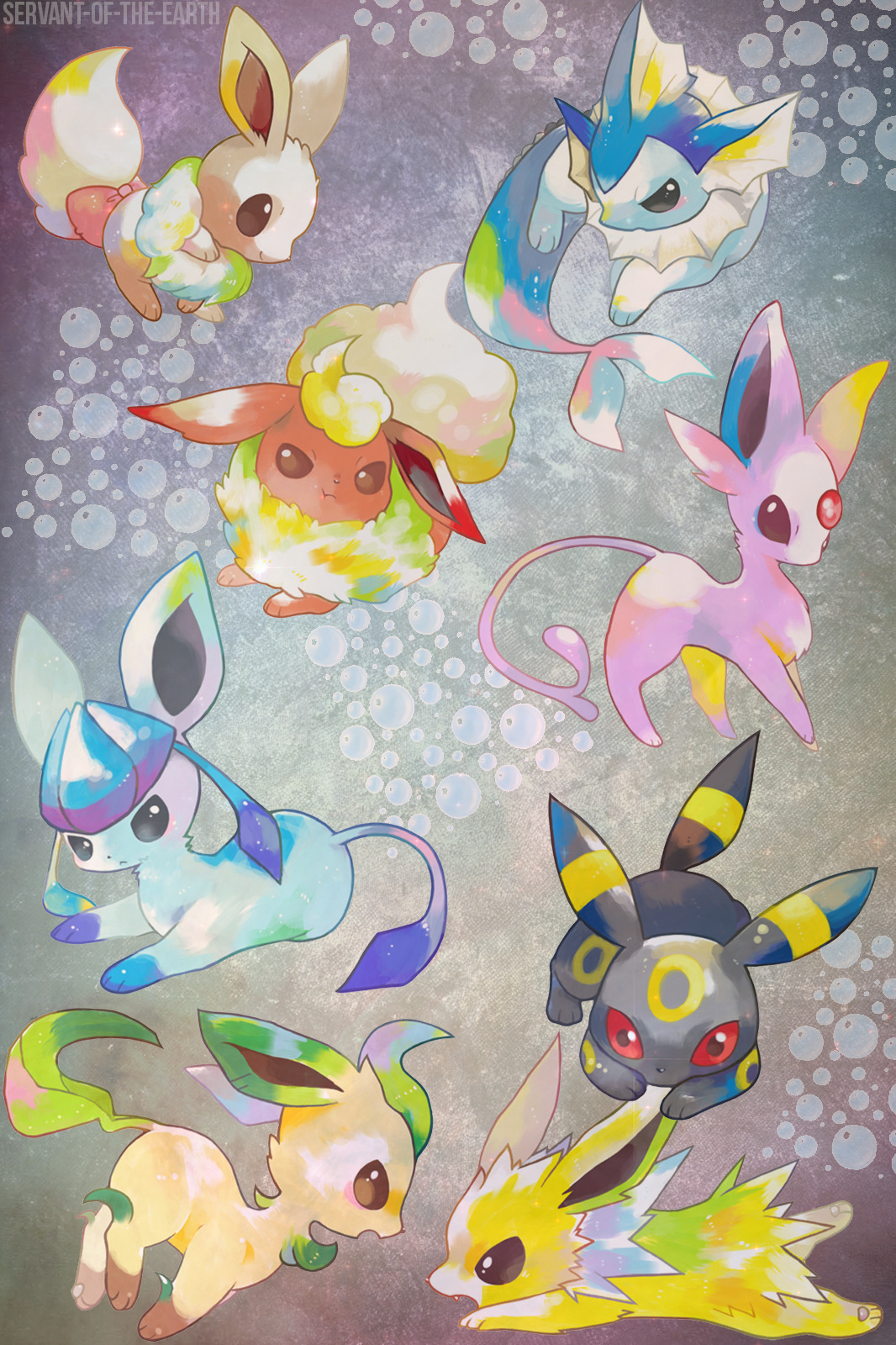 servant-of-the-earth:  Eeveelutions. My edit but not my drawings, credit goes to