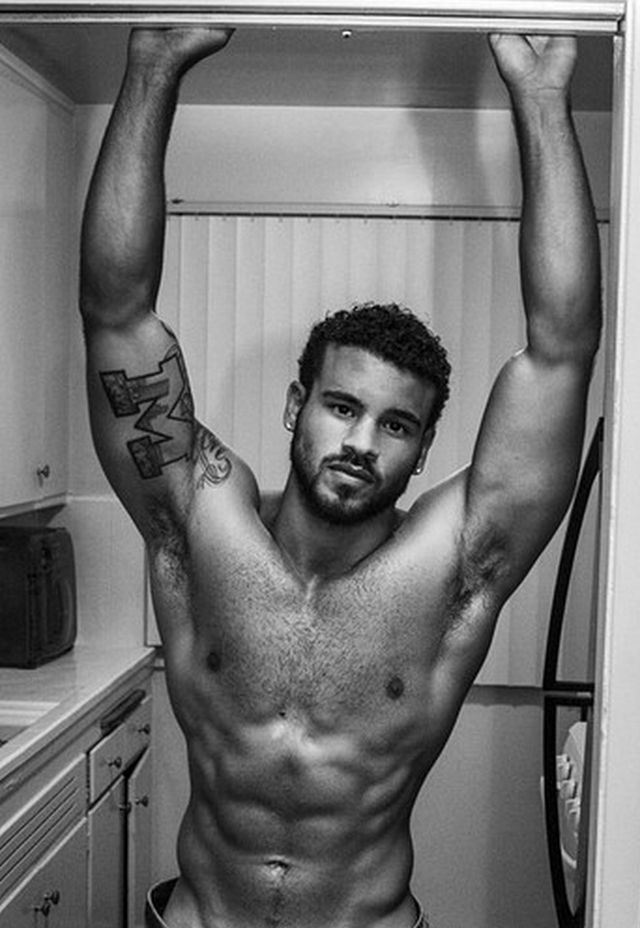 dominicanblackboy:  A hot moment in black and white wit gorgeous sexy hunk Cory Wharton!