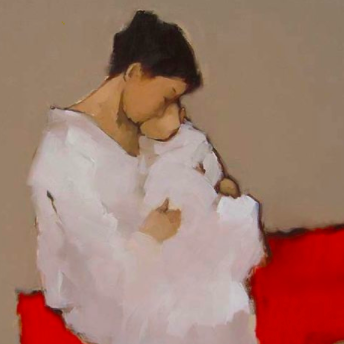 6thlovelanguage:mother and child figure paintings by nguyen thanh binh