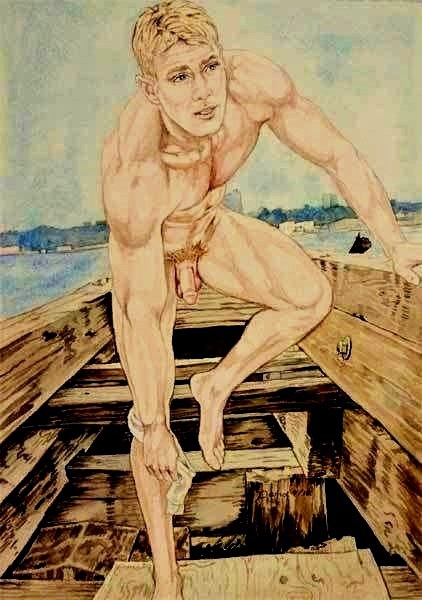 uranist-art:  Dana : Nude male at old Pier / Nu masculin au vieil embarcadère