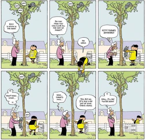 justanothergreyface:From THE LANGUAGE OF COMICS, Pascal Jousselin’s “Invincible”