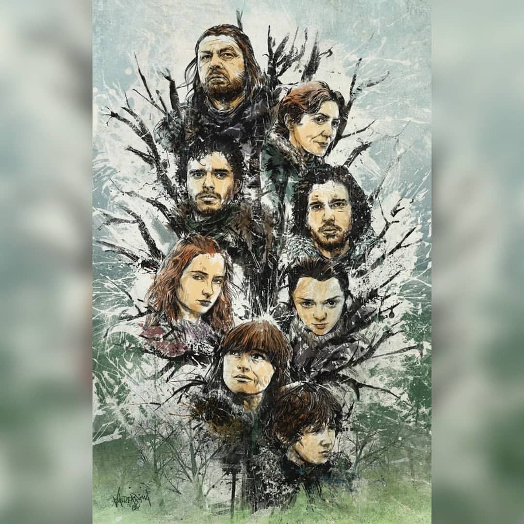 “Pack of Wolves” - The wait is over, only 3 more days and #GameOfThrones is back! Winter is here! #TBT to my 2012 piece of the Stark family tree, it’s a lot ups and downs seeing where they all started and where they are now. Absolutely can’t wait for...