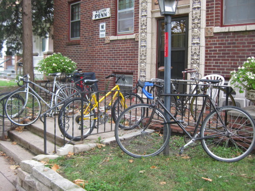 My building is on its game lately! The blue bar tape is me.