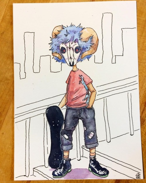 Character design day 5!....#skateboarding #skateboard #skull #horns #minotaur #character #characterd