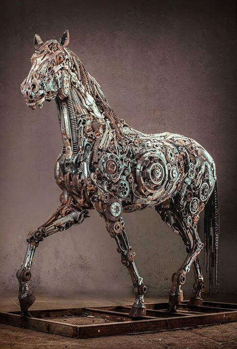 steampunktendencies: Scrap Metal Horse  Photo & Edit : Aghil HosseinianSculptor : Hasan Novrozi 