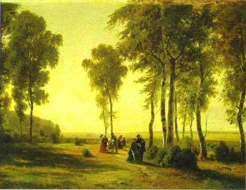 ivan-shishkin: Promenading in the Forest, 1869, Ivan ShishkinMedium: oil,canvas