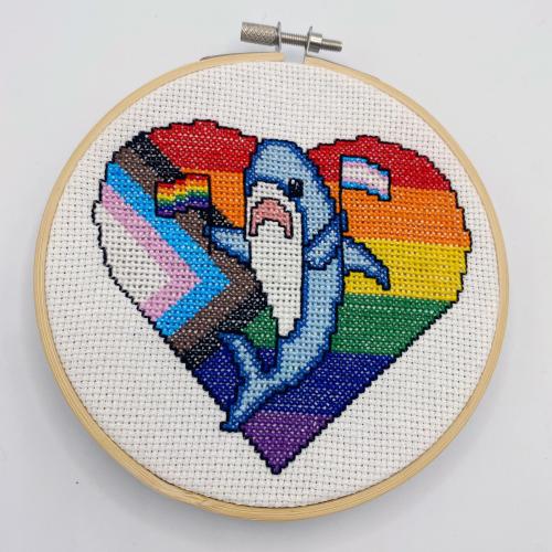 crossstitchworld:  Updated Pride Flag Shark by  trixceratops