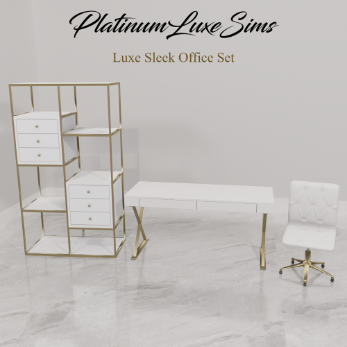 Luxe Sleek Office Set Set Contains• Desk - 2 swatches / 4 metal swatches (8 in total!)• Chair - 9 sw