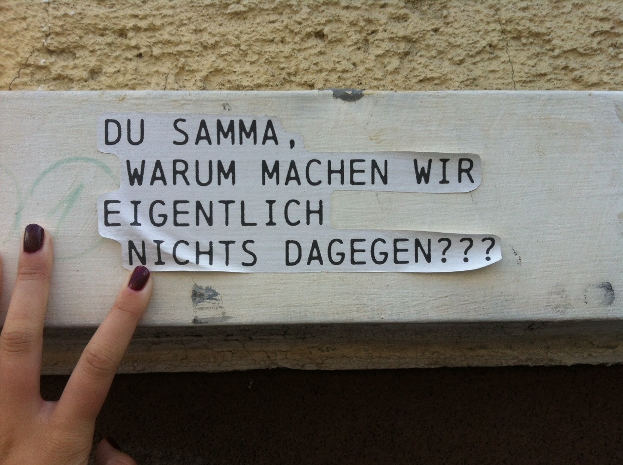 nachtschwaermer:  euphorisiert:  DU SAMMA, WARUM MACHEN WIR EIGENTLICH NICHTS DAGEGEN???