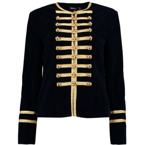 Boohoo Daisy Boutique Military Velvet Jacket ❤ liked on Polyvore (see more duster coats)