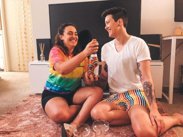 Cheers queers 💕🌈 ⠀⠀⠀⠀⠀⠀⠀⠀⠀⠀⠀⠀ I’ve been celebrating Pride for eleven years now and I’m honestly so grateful to be able to. There are still so many countries where being queer is illegal, where our love is restricted, where our safety is in danger. Even within Canada and the US, we still have to be cautious at times and there are still laws made against our very lives. ⠀⠀⠀⠀⠀⠀⠀⠀⠀⠀⠀⠀ Here’s to the people who made it possible for me to be open as a non-binary queer person and to be able to (soon) marry my love. The whole LGBTQ+ community owes everything to Black trans women, and I’ll forever be indebted to all the queer and trans people who came before me.  ⠀⠀⠀⠀⠀⠀⠀⠀⠀⠀⠀⠀ Happy Pride everyone! 🏳️‍🌈🏳️‍⚧️ #pride#sdpride#lgbtq🌈#lgbtqcouple#lgbtq#ldr#ldrcouple#ldrlgbt#k1visa#loveislove#gay#lesbian#queer#genderqueer#nonbinary#androgynous#femme#gaycouple#lesbiancouple#engaged#engayged#globalgaygirlgang#lgbttraveltribe#gaygirlsvibes#theythem#trans#canada#america#toronto#california