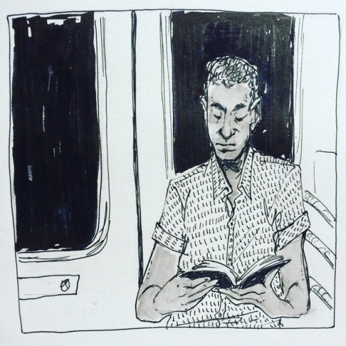 inktober day ??: s/o to the guy on the train who noticed me trying to peep the cover of the book he 