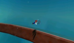 suppermariobroth:In Super Mario Galaxy, if Mario swims close to the glass walls of Buoy Base Galaxy, his reflection will be visible in the glass. Zooming in, we can see that the reflection is an unshaded copy of Mario floating outside the wall. The copy