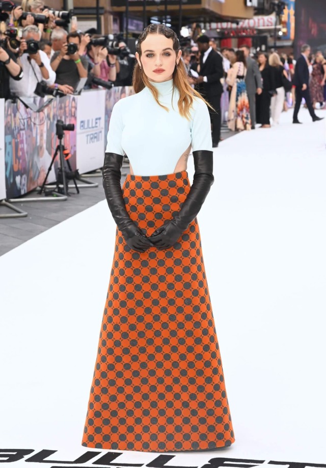 JOEY KING at the premiere of “”Bullet Train” on July 20th 2022 in London wearing MARC JACOBS