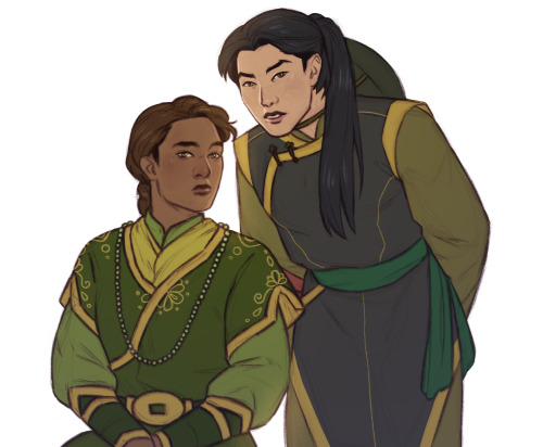sword-over-water:  Earth King Kuei’s heir Wu with his trusted bodyguard (and secret firebender) Mako.Wuko but during the Hundred Year War because my mind goes random places sometimes. Basically the opposite of Modern AUs.