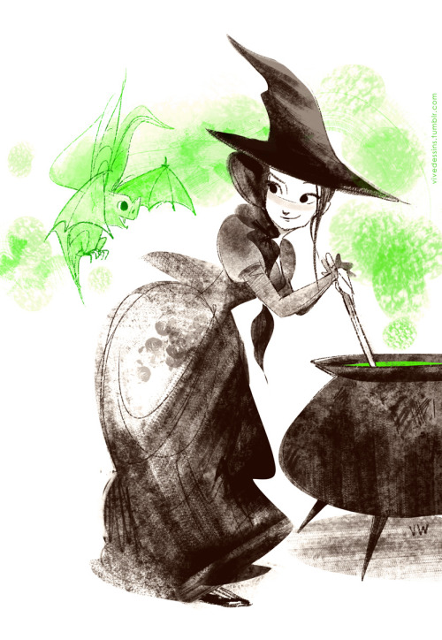 Another witch sketch I doodled a few weeks ago. This is Cassandra and her Bat Brew friend :) 