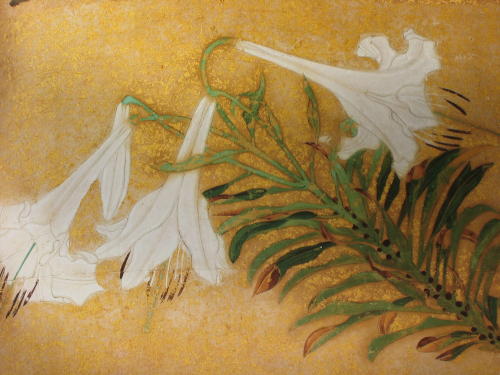 nae-design:  The Hanamaru-zu mural of 201 flowers decorates the walls of Kotohira-gu Shrine (金刀比羅宮) painted over 300 years ago by Ito Jakuchu (伊藤若冲, 1716-1800). His unusual scientific style depicts the flowers in a grid layout with lifelike