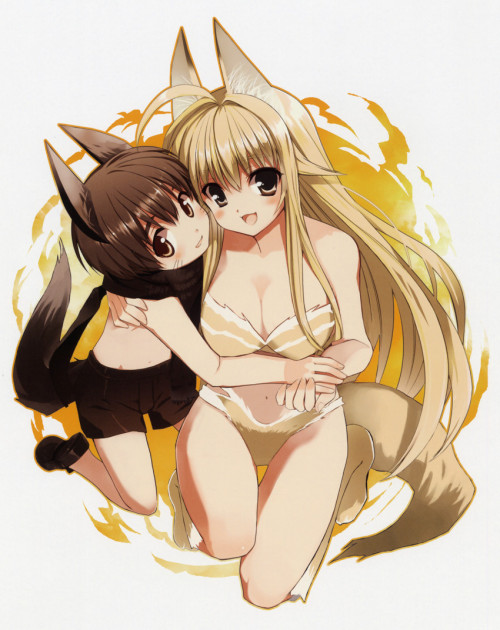 kitsuneears:  is there anything better than a wolf & a fox girl together? ^^