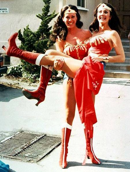 “Fantastic picture of Wonder Woman stunt double Jeannie Epper with Wonder Woman actress Lynda 