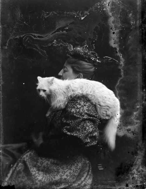 back-then:  There’s a cat on my shoulder. c. 1894-1901  Source: Library of Congress 