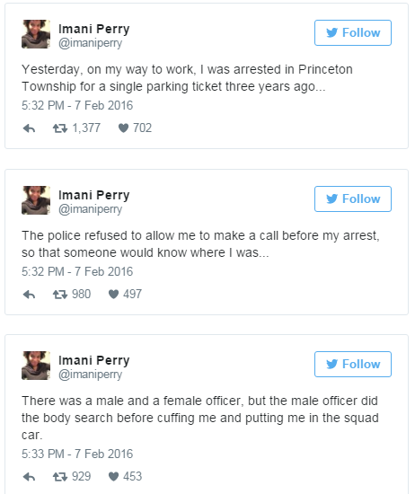 blackmattersus:   A professor at Princeton University wrote about her arrest this