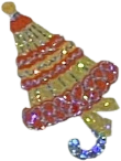 sticker of a partially open orange parasol, decorated with fluffy orange trim. the sticker is heavily decorated with glitter.