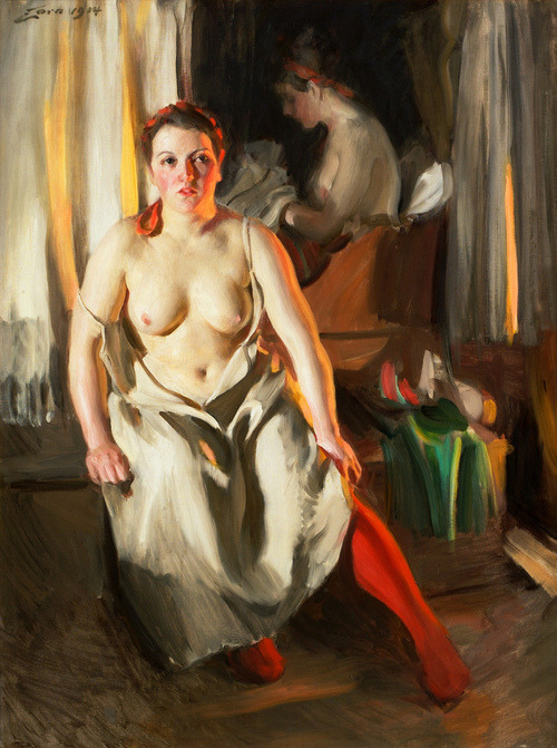 Porn surrealappeal:  Anders Zorn, Red Stocking, photos