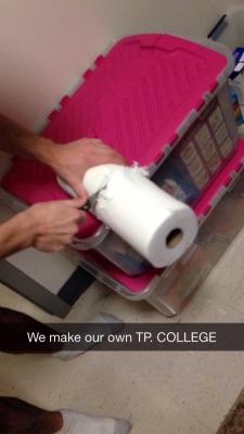 ray-winters-sings:  suck-my-applesauce:ray-winters-sings:  thehighlightsofthehighlife:  ray-winters-sings:  So last night we ran out of Toilet Paper. We improvised. This is college.  Survival of the fittest bitches.   ^ that’s the roomie   But this